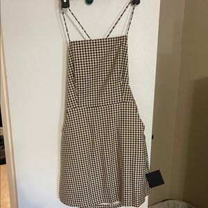 Lulu's Brown and Black Checkered Mini Dress